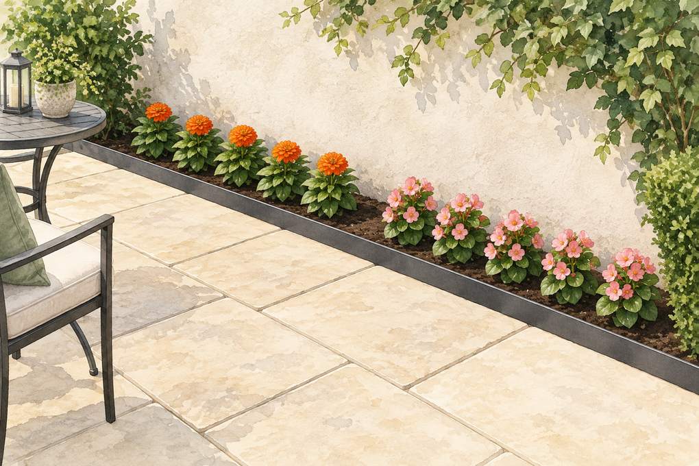 9. Float a Seasonal Flower Strip Behind Crisp Edging — AI concept illustration