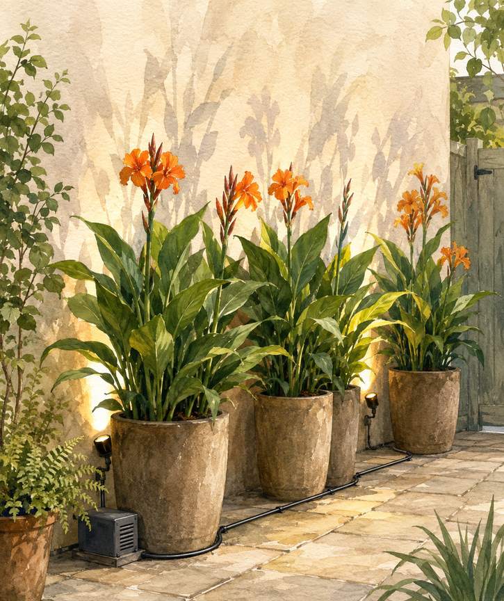 5. Build a low-voltage glow behind tall containers — AI concept illustration