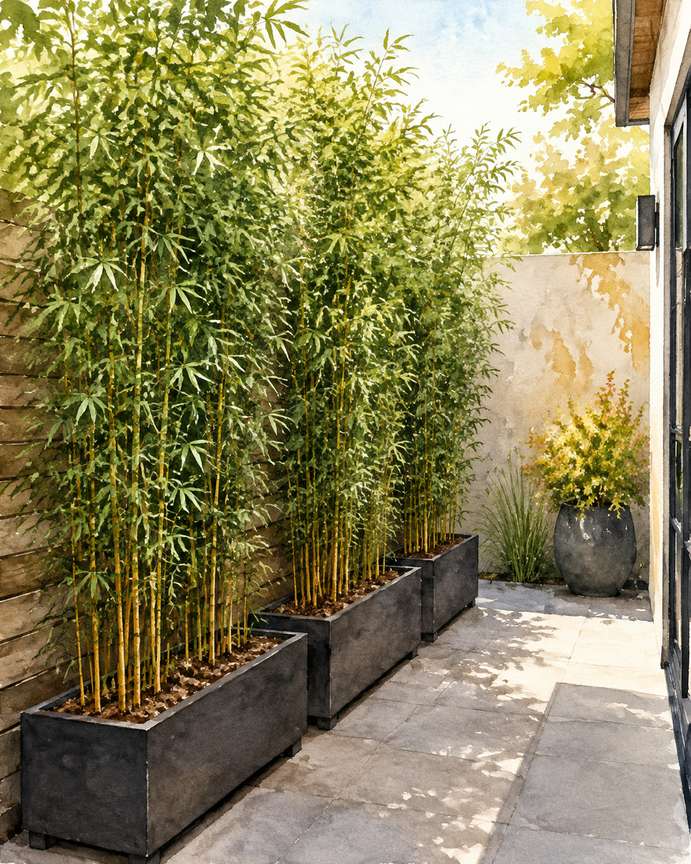 1. Line up clumping bamboo in narrow troughs — AI concept illustration