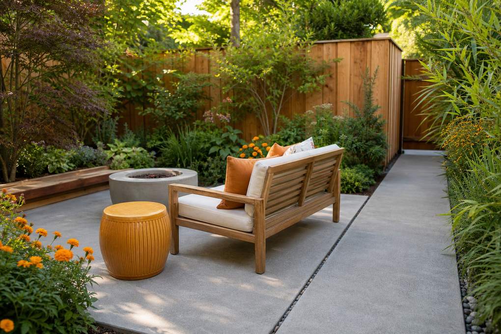 5. Float one loveseat with its back to the garden — AI concept illustration