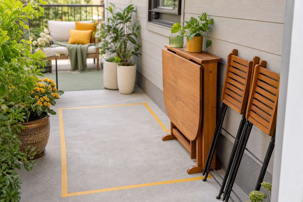 6. Use a freestanding gateleg table against the house — AI concept illustration