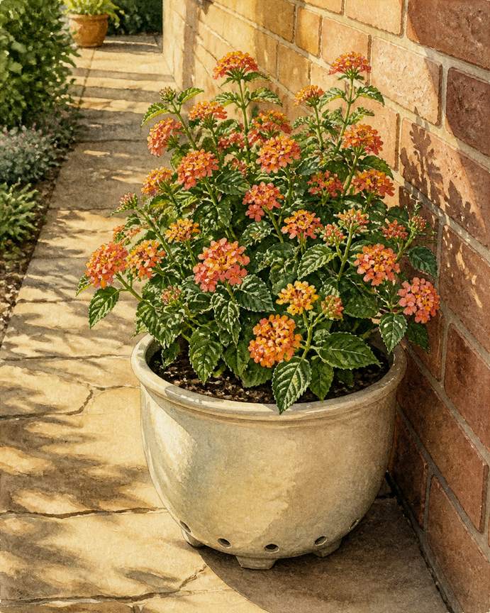 1. Lantana in a 14-inch pot — AI concept illustration