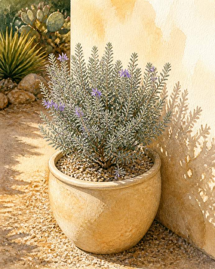 8. Texas sage as a compact patio shrub — AI concept illustration