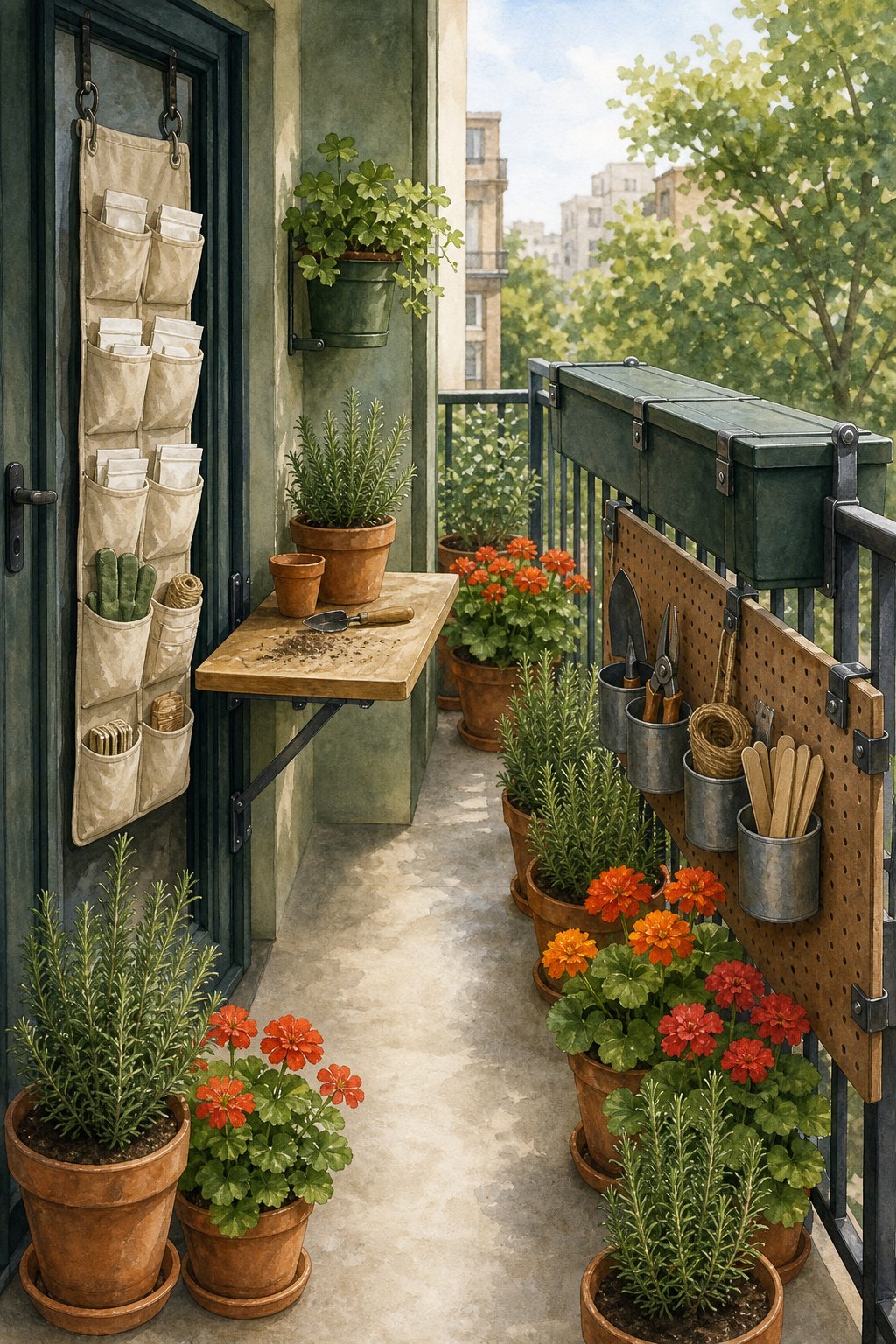 Pinterest pin: 9 Balcony Garden Storage Ideas That Do Not Eat Your Floor Space