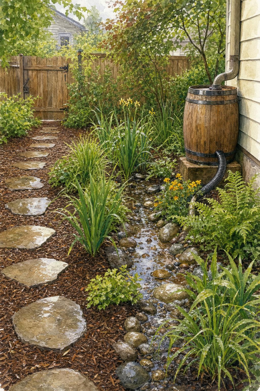 Pinterest pin: 9 Budget Drainage Fixes for Muddy Small Backyards Without Major Digging