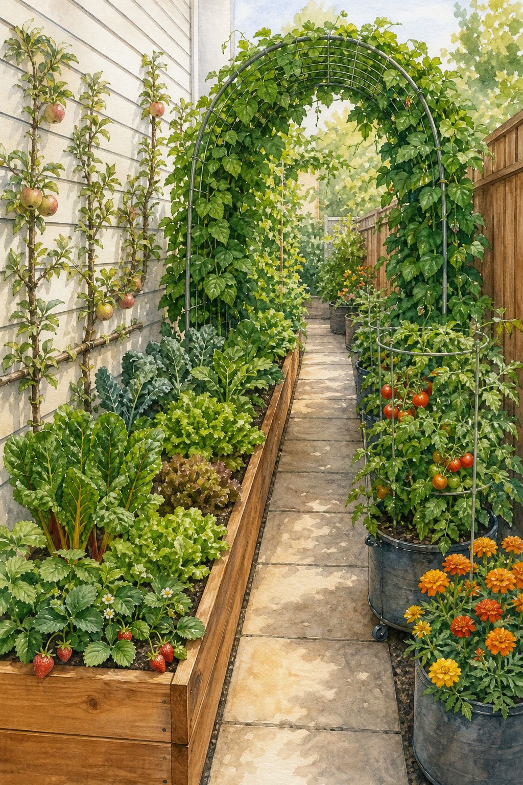 Pinterest pin: 9 Edible Garden Ideas for Narrow Side Yards That Waste No Space