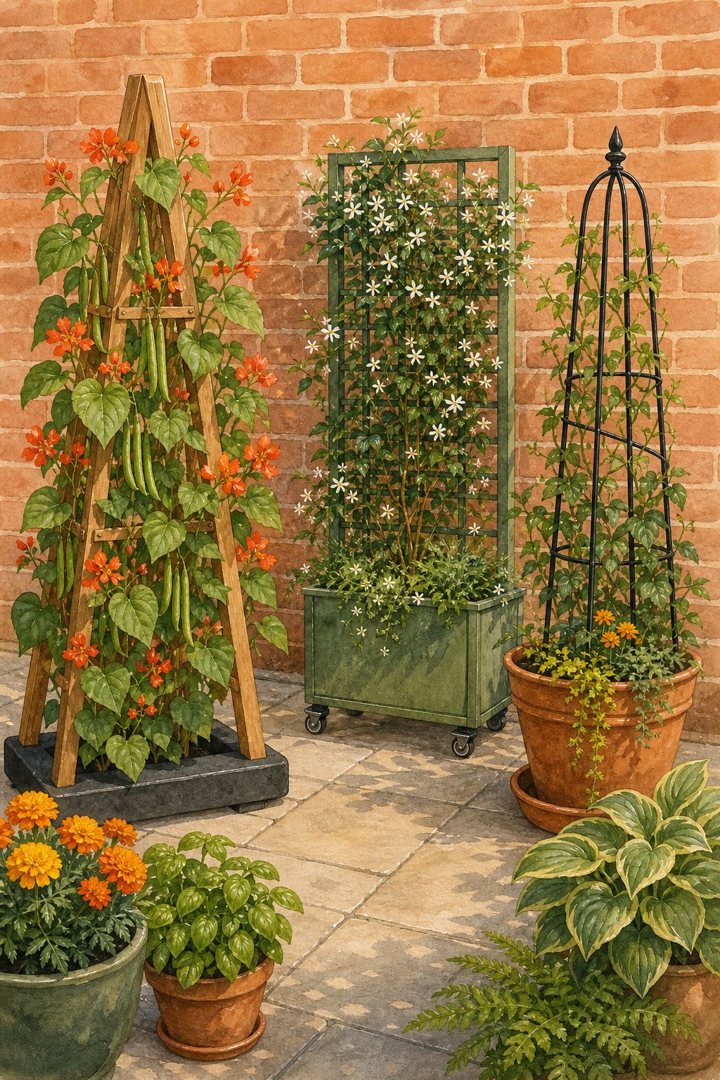 Pinterest pin: 9 Freestanding Trellis Ideas for Renters Who Can't Drill Into Walls