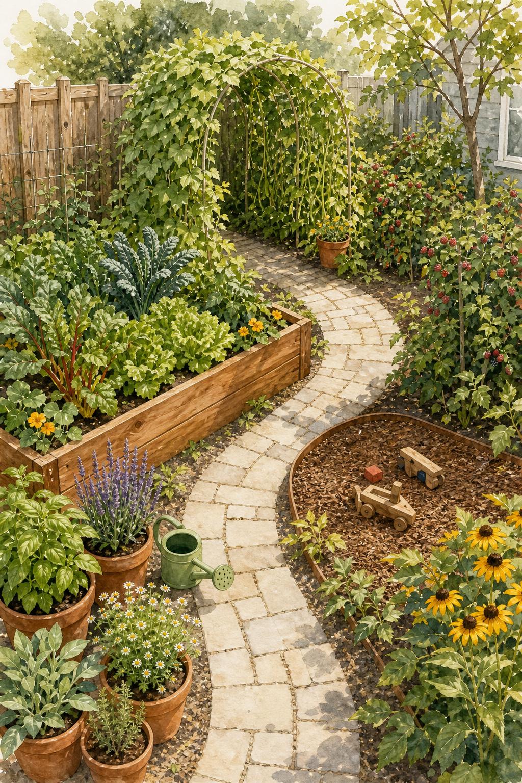 Pinterest pin: 9 Kid-Friendly Garden Ideas for Small Backyards Without a Full Lawn