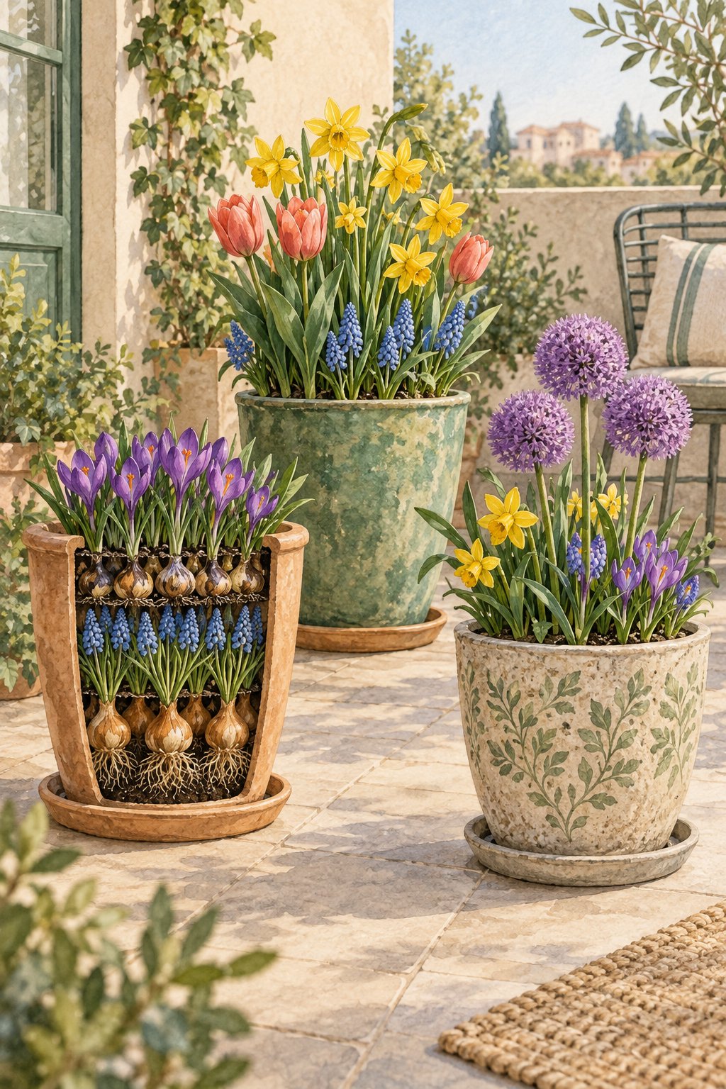 Pinterest pin: 9 Layered Bulb Container Ideas for Months of Spring Blooms