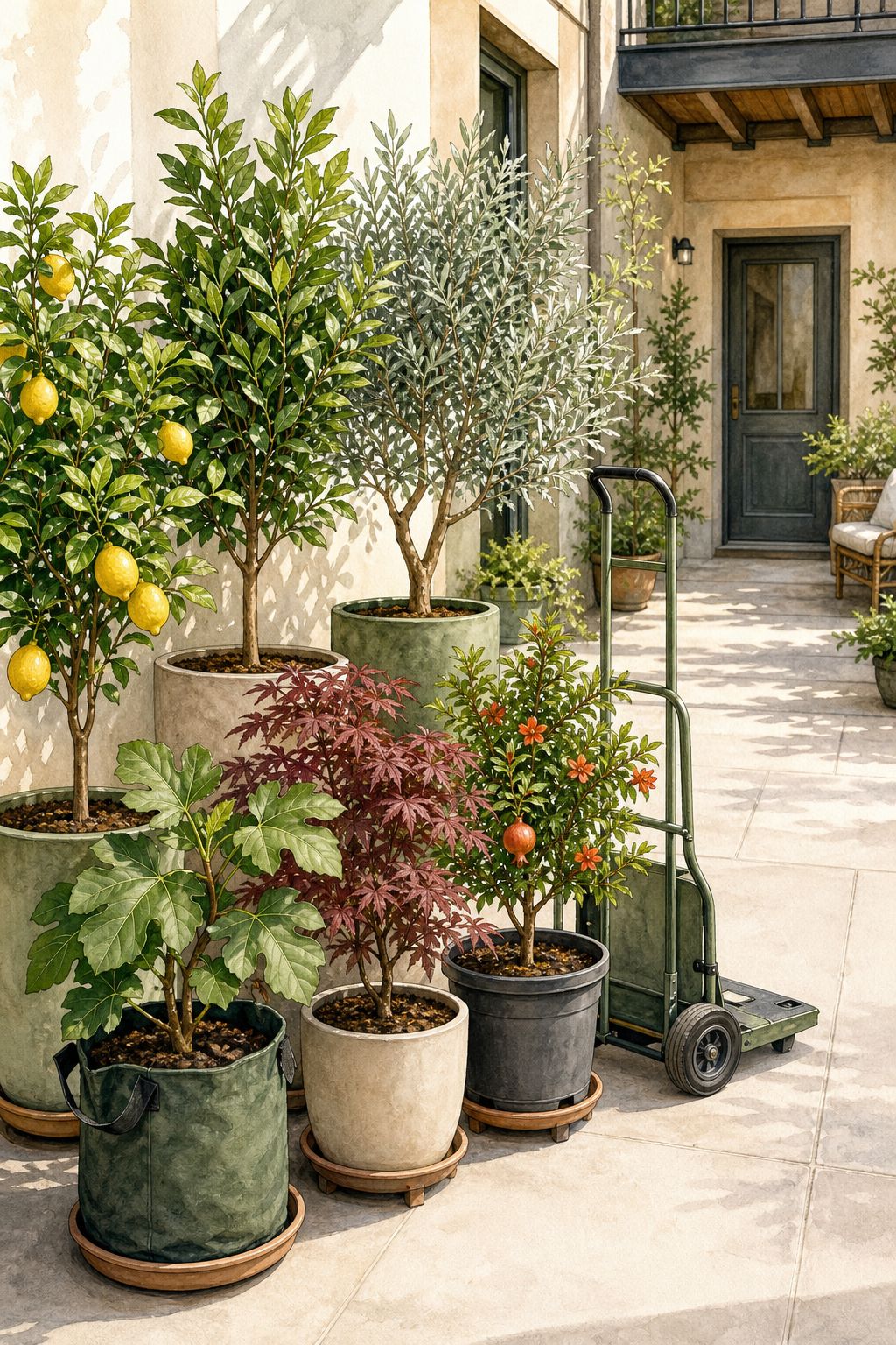 Pinterest pin: 9 Lightweight Container Trees Renters Can Move Without a Forklift