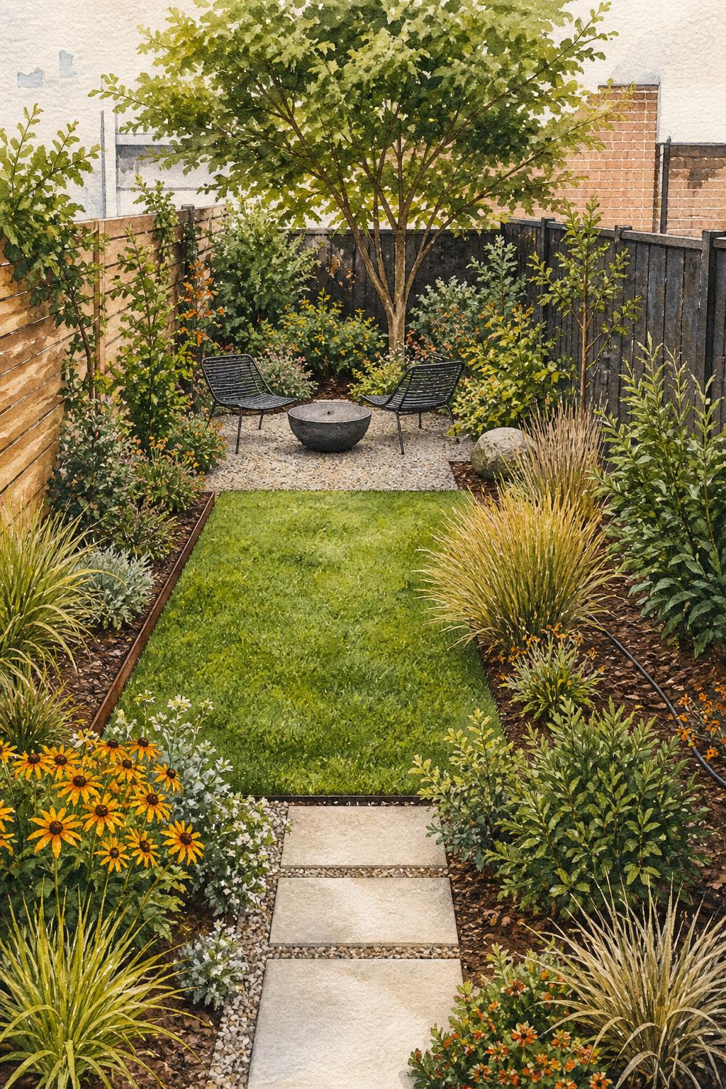 Pinterest pin: 9 Low-Maintenance Small Backyard Ideas for People With Zero Weekend Time