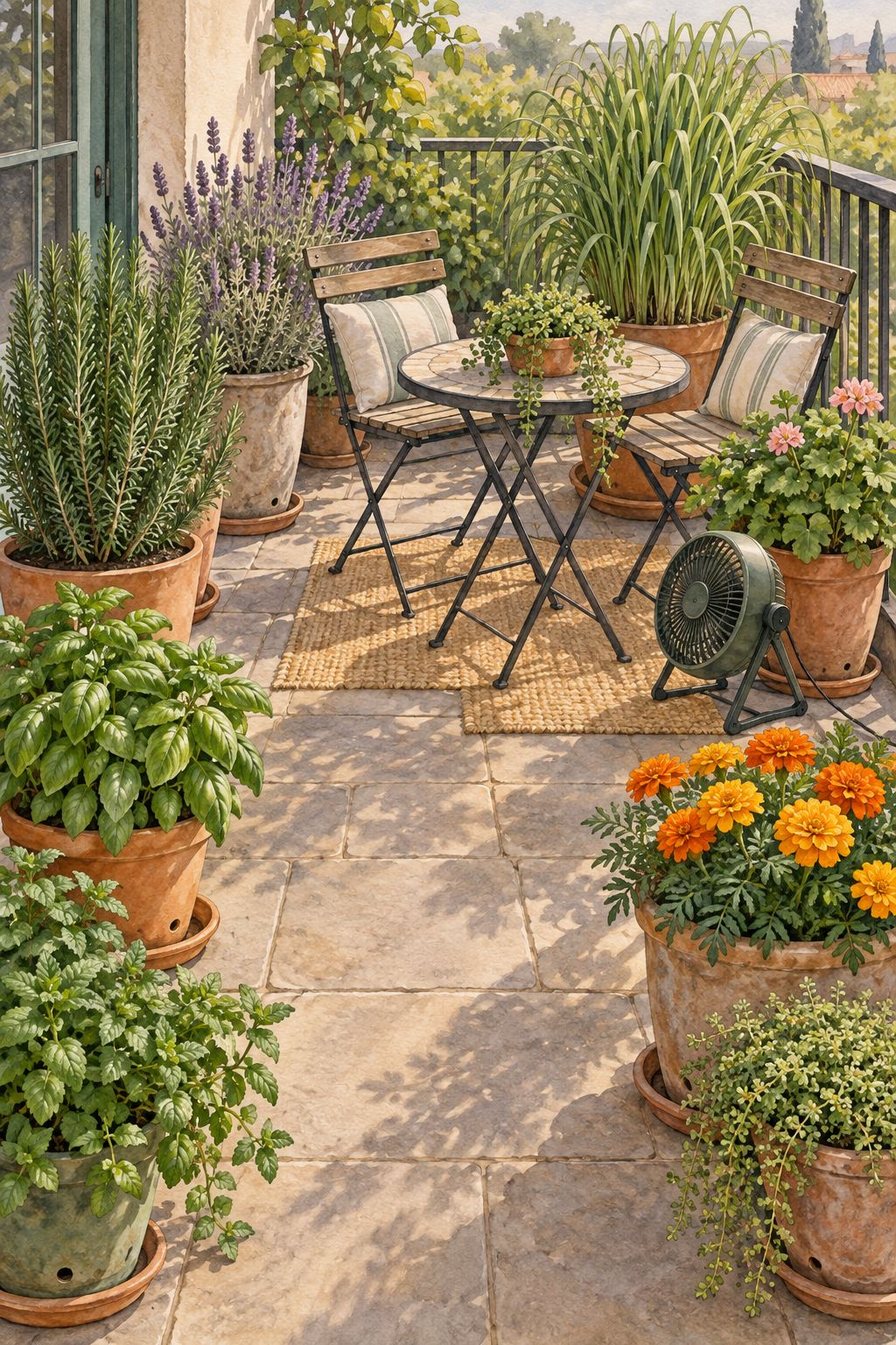 Pinterest pin: 9 Mosquito-Repelling Patio Container Combinations for Seating Areas