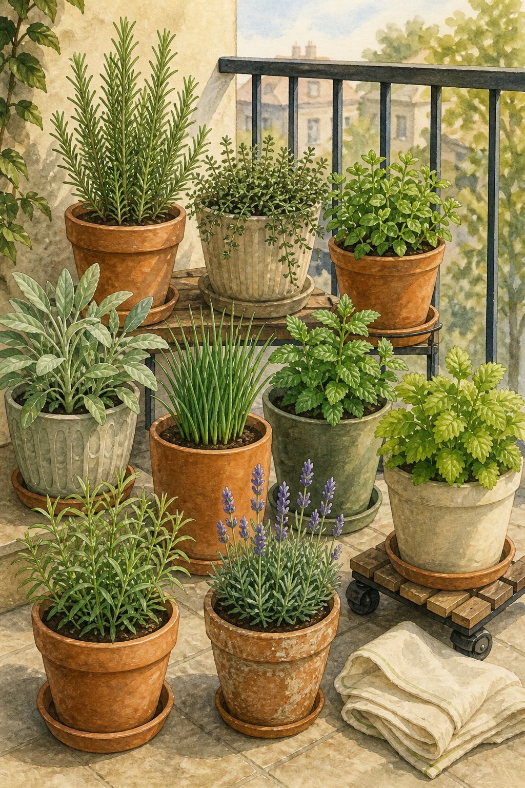 Pinterest pin: 9 Perennial Container Herbs for Zone 8 Renters Who Hate Replanting