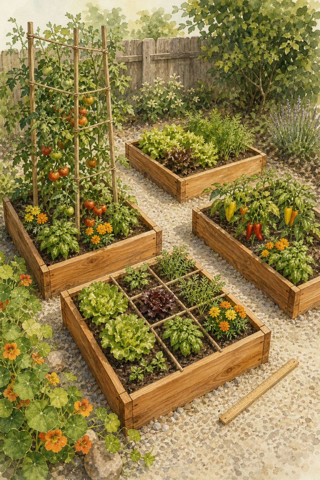 Pinterest pin: 9 Raised-Bed Vegetable Garden Layouts for Small Yards