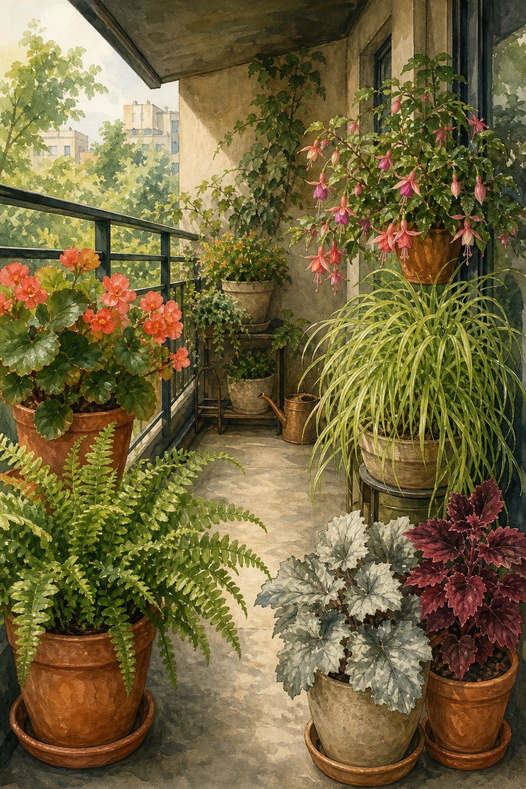 Pinterest pin: 9 Shade-Tolerant Container Plants for Porches and Balconies