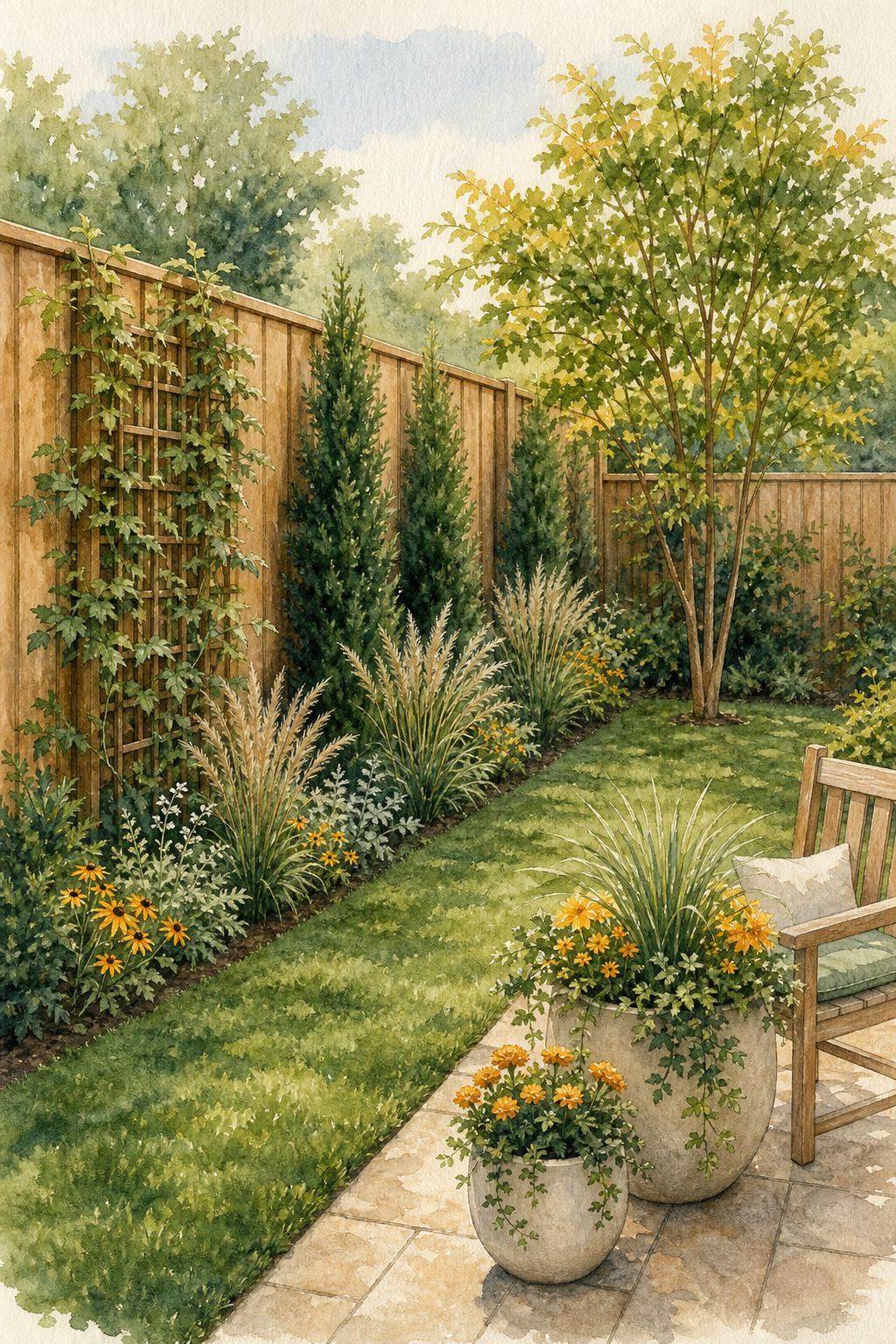 Pinterest pin: 9 Privacy Planting Ideas for Small Backyards and Narrow Fence Lines