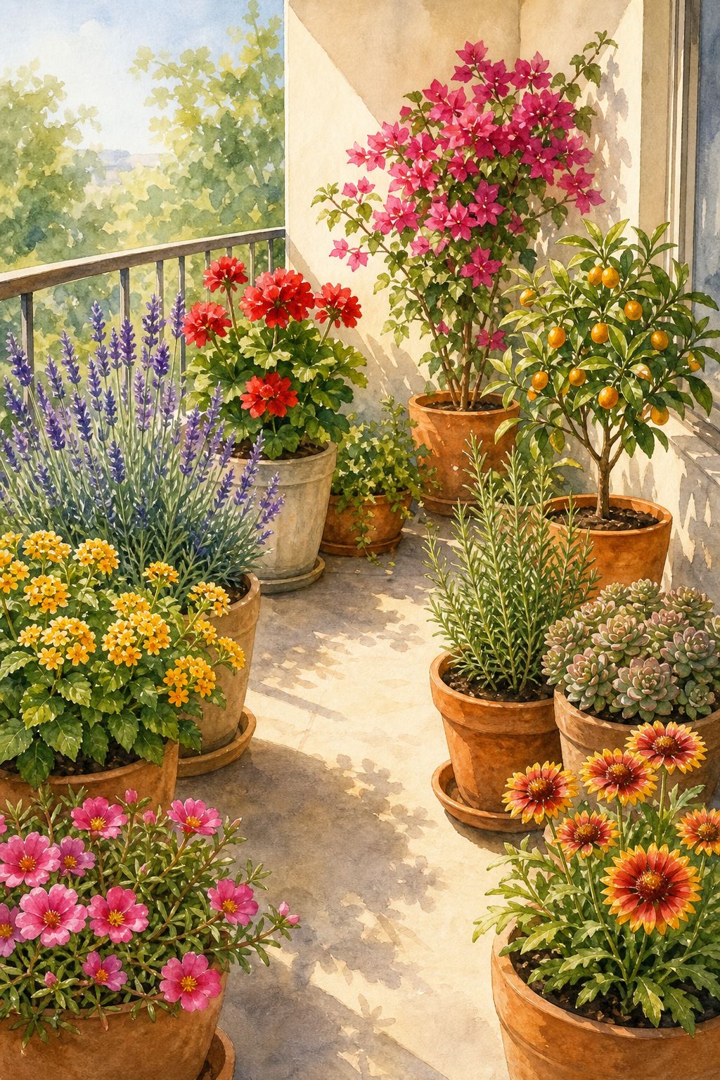 Pinterest pin: 9 South-Facing Balcony Plants That Survive Full-Sun Afternoons