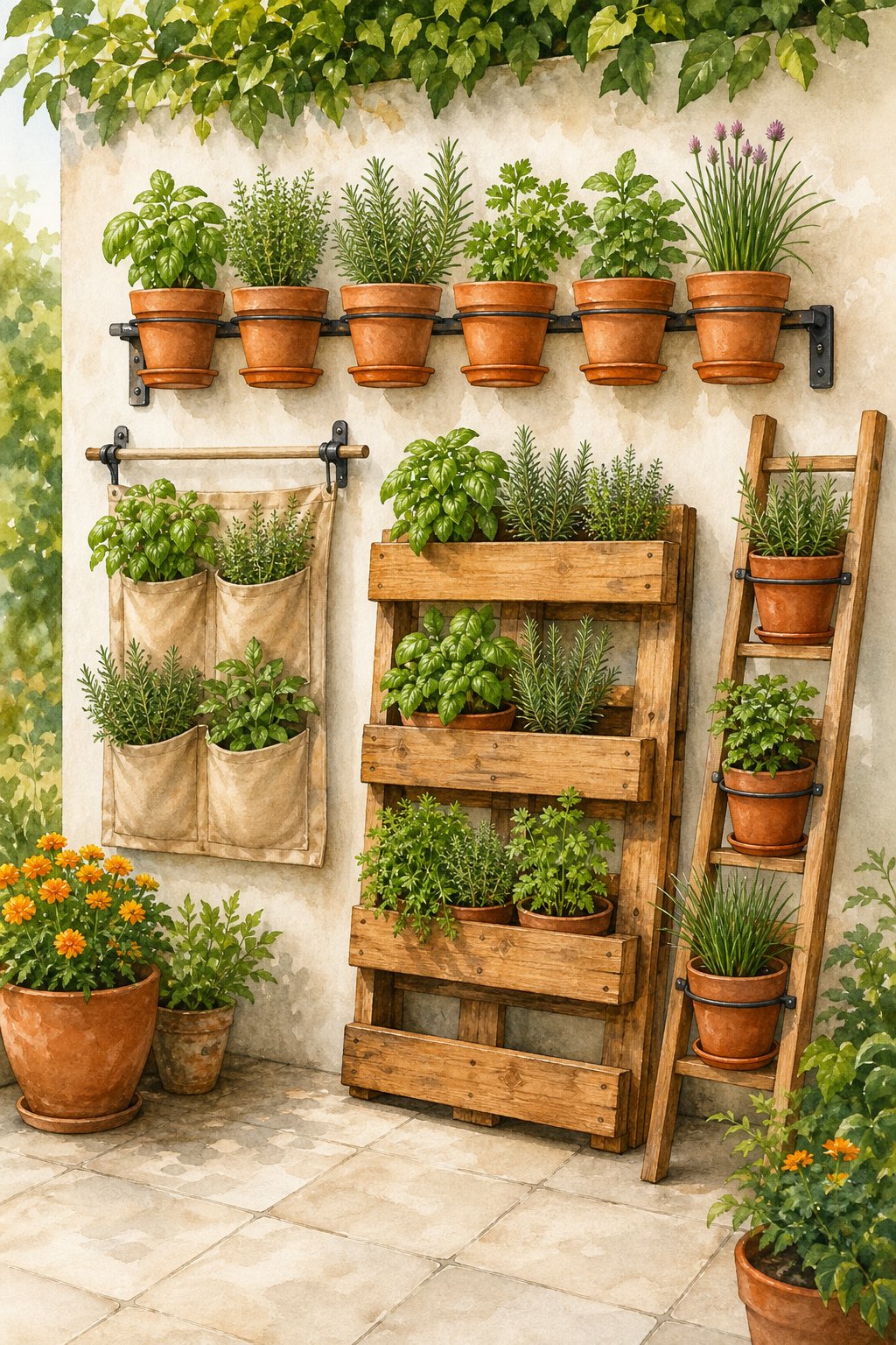Pinterest pin: 9 Vertical Herb Garden Ideas for Walls and Tight Spaces