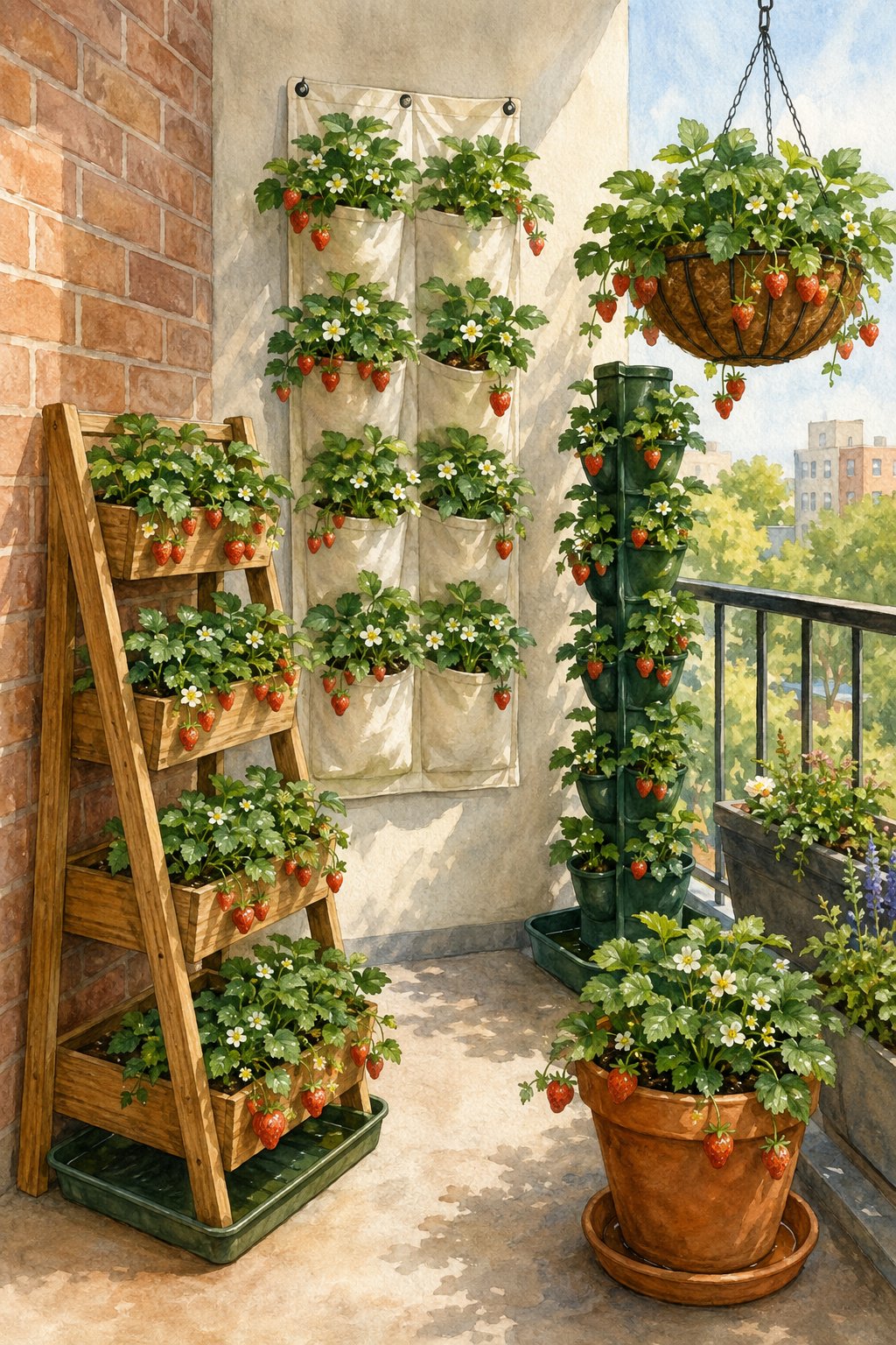 Pinterest pin: 9 Vertical Strawberry Garden Ideas for Small-Space Growers