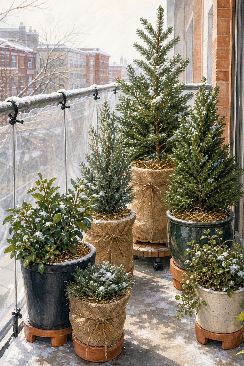 Pinterest pin: 9 Ways to Winter-Proof a Container Garden in a Small Space