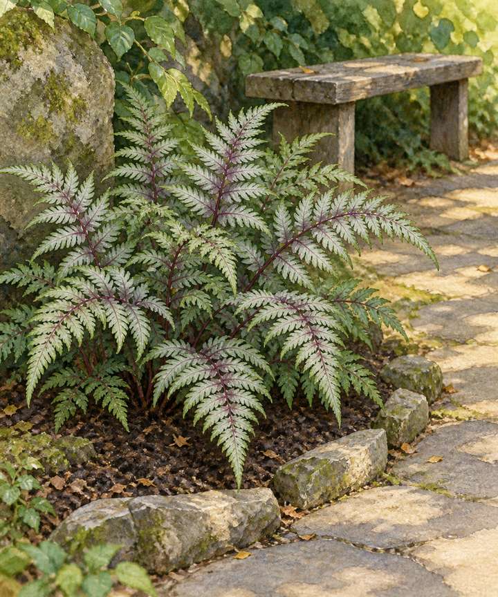 2. Use one Japanese painted fern as a silver focal point — AI concept illustration