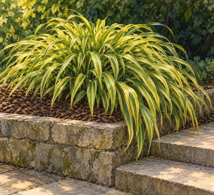 6. Let golden Hakone grass spill over one edge — AI concept illustration