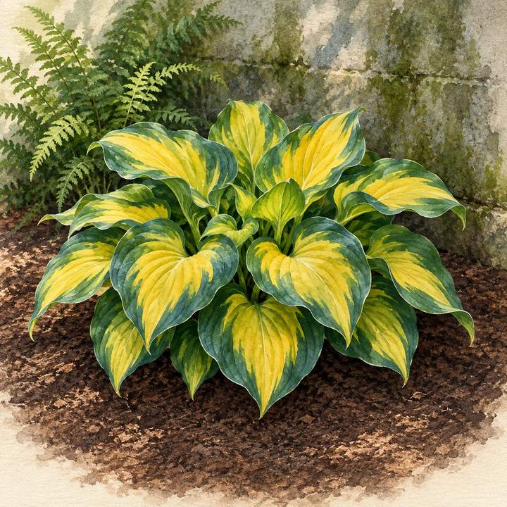 8. Choose one small hosta with blue and gold leaves — AI concept illustration