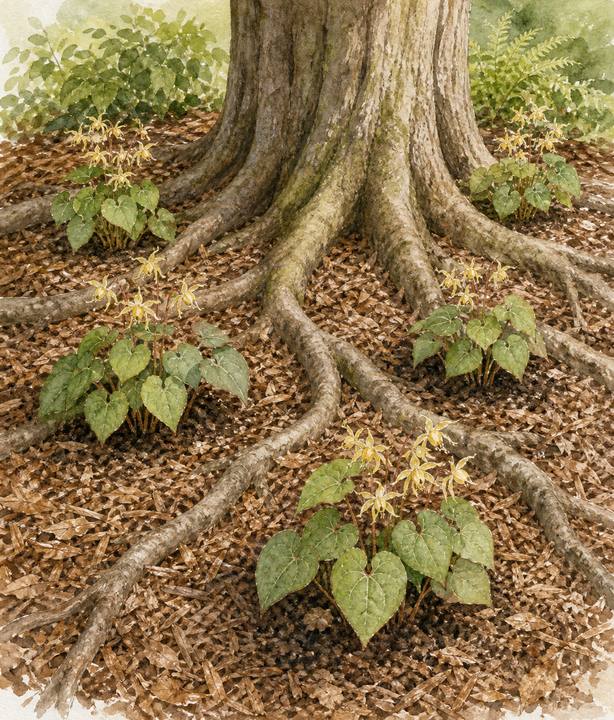 1. Edge the Root Zone With Barrenwort — AI concept illustration