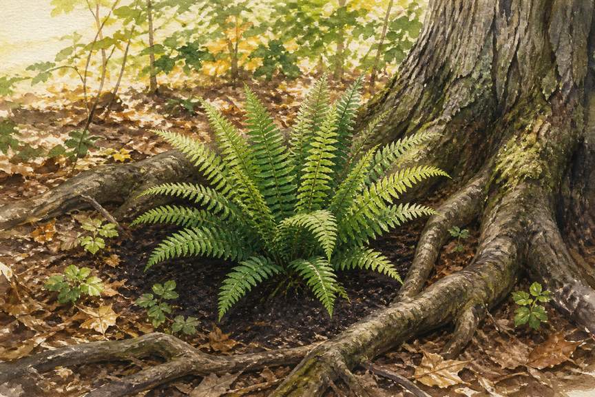 4. Tuck Christmas Ferns Into Deeper Root Pockets — AI concept illustration