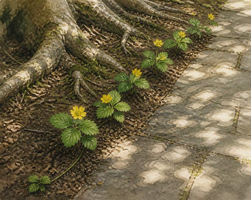 6. Brighten the Front Edge With Barren Strawberry — AI concept illustration