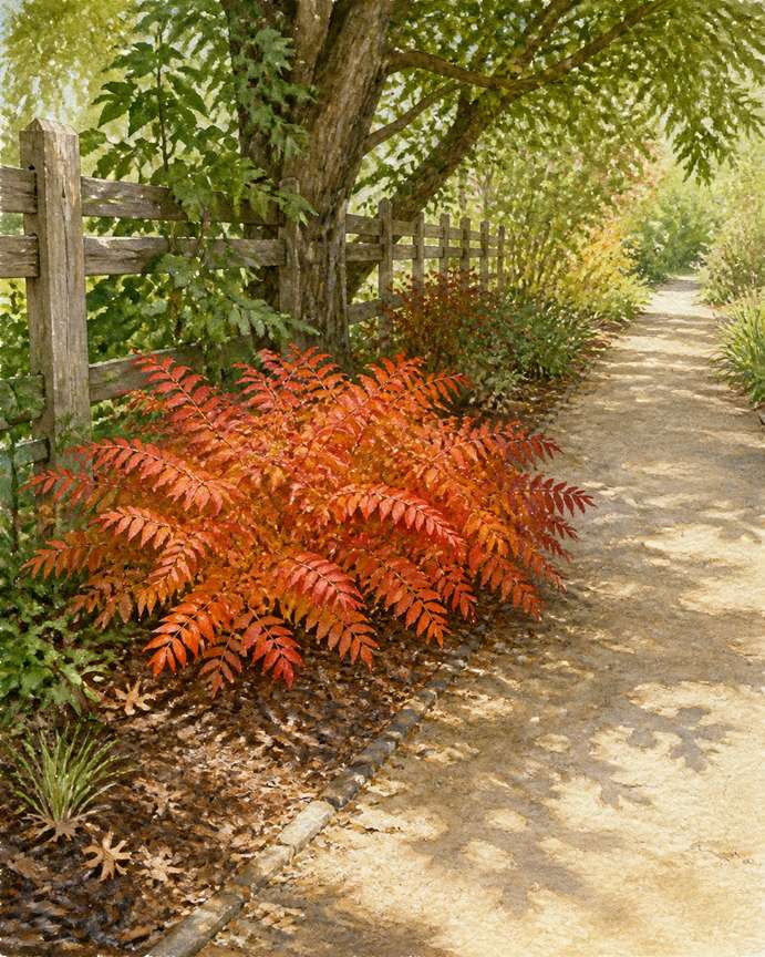 9. Use Dwarf Fragrant Sumac at the Sunny Fringe — AI concept illustration