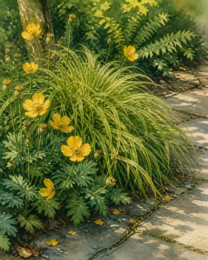8. Japanese Forest Grass With Woodland Poppy — AI concept illustration