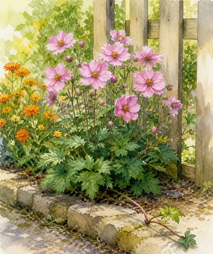 9. Japanese Anemone for Late-Season Part Shade — AI concept illustration