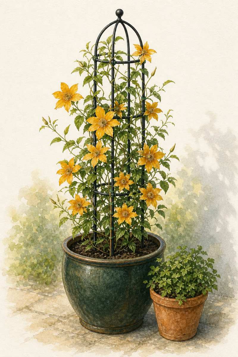 7. Train Clematis With Its Roots in Afternoon Shade — AI concept illustration
