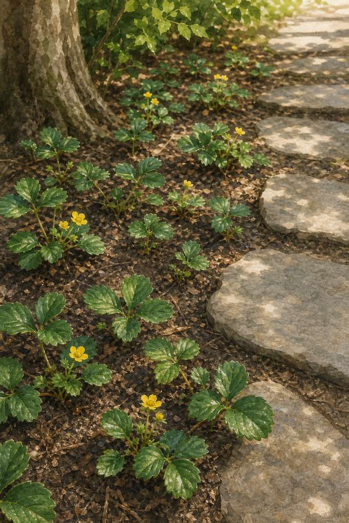 6. Edge a Shady Path With Barren Strawberry — AI concept illustration