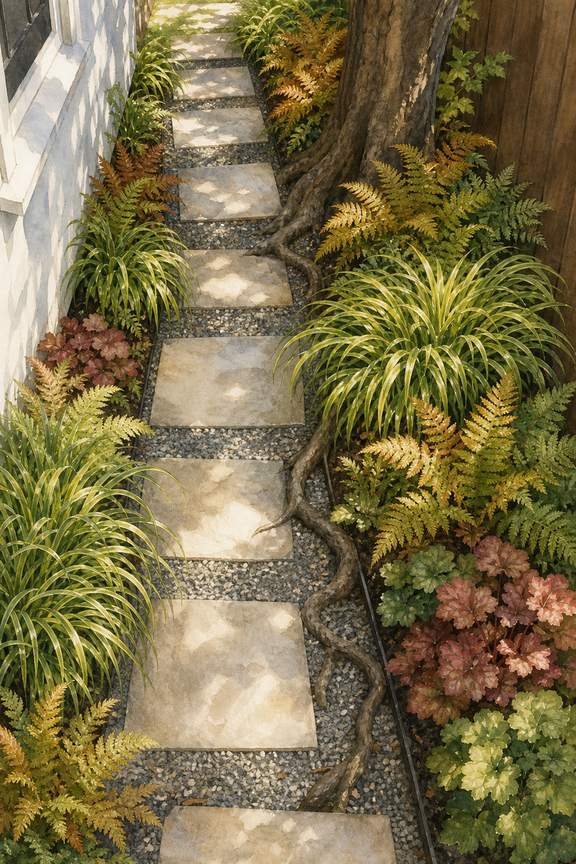 2. Run a 30-inch stepping path through two narrow beds — AI concept illustration
