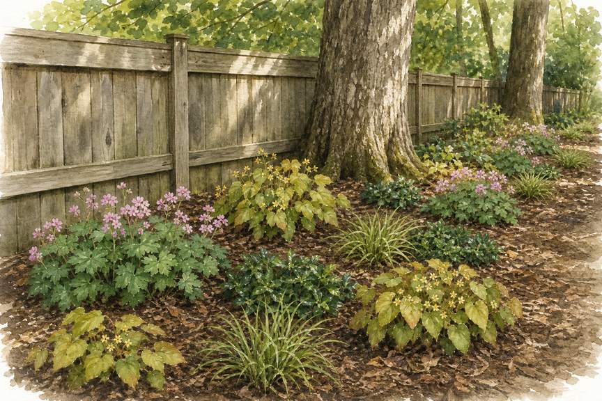 5. Edge the yard with a dry-shade ribbon — AI concept illustration