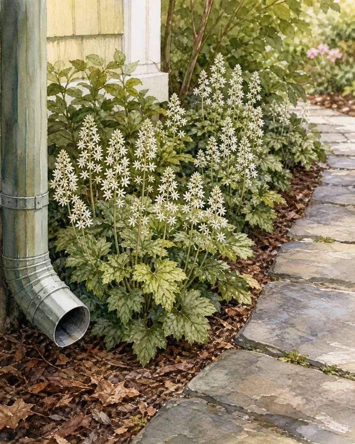 6. Plant Foamflower Along the Damp Side — AI concept illustration