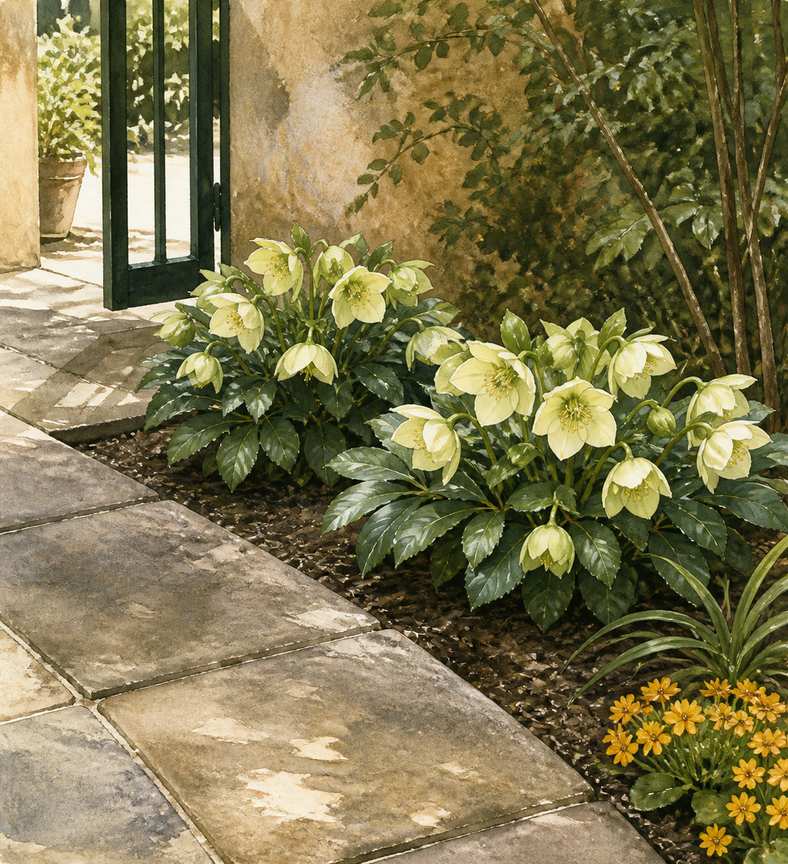 8. Place Hellebores Where the Path Widens — AI concept illustration