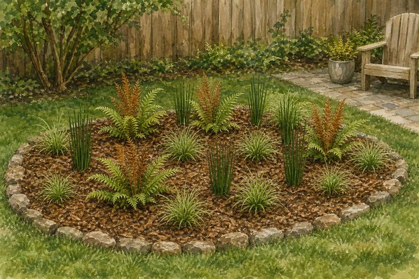 9. Replace Failed Turf With Moisture-Tolerant Plants — AI concept illustration
