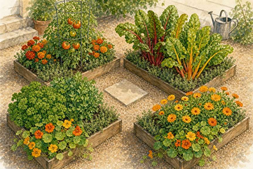 5. Turn a Sunny Corner Into a Mini Potager — AI concept illustration