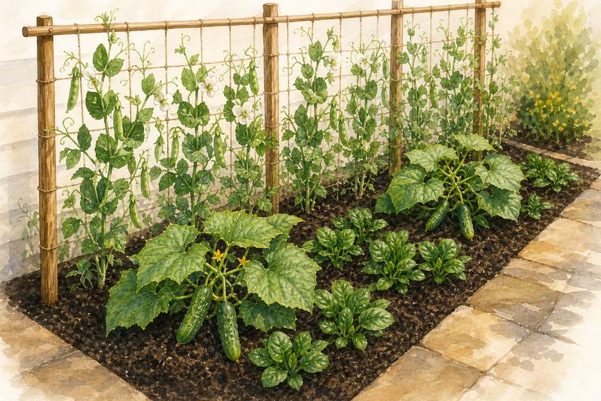 9. Rotate Three Crops Through One Trellised Strip — AI concept illustration
