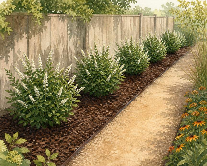 2. Plant shrubs in broad, repeatable groups — AI concept illustration