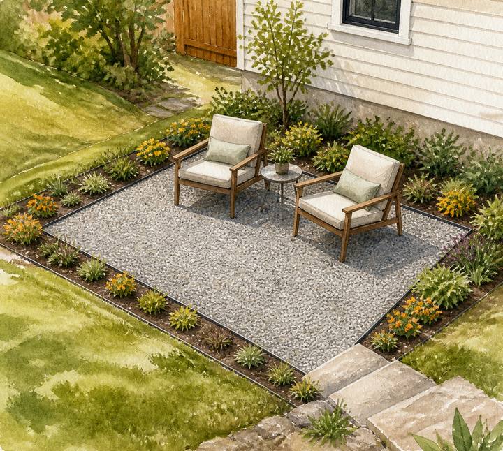 3. Make a compact gravel sitting pad — AI concept illustration