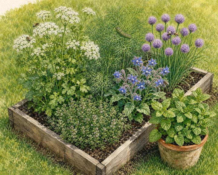 5. Grow a sunny pollinator patch you can eat — AI concept illustration