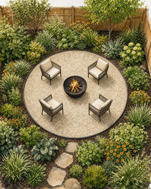 1. Build a wide gravel ring before adding plants — AI concept illustration