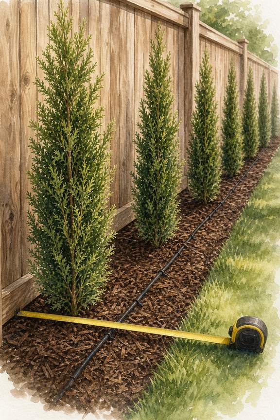1. Plant a 30-inch-wide columnar evergreen screen — AI concept illustration
