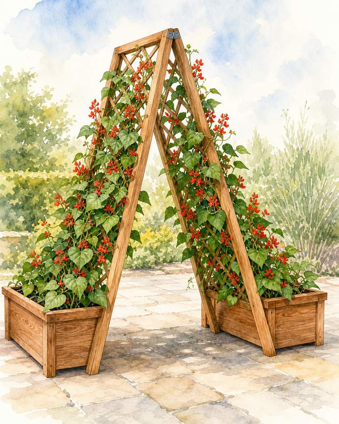 2. Build a Folding Cedar A-Frame for Beans — AI concept illustration