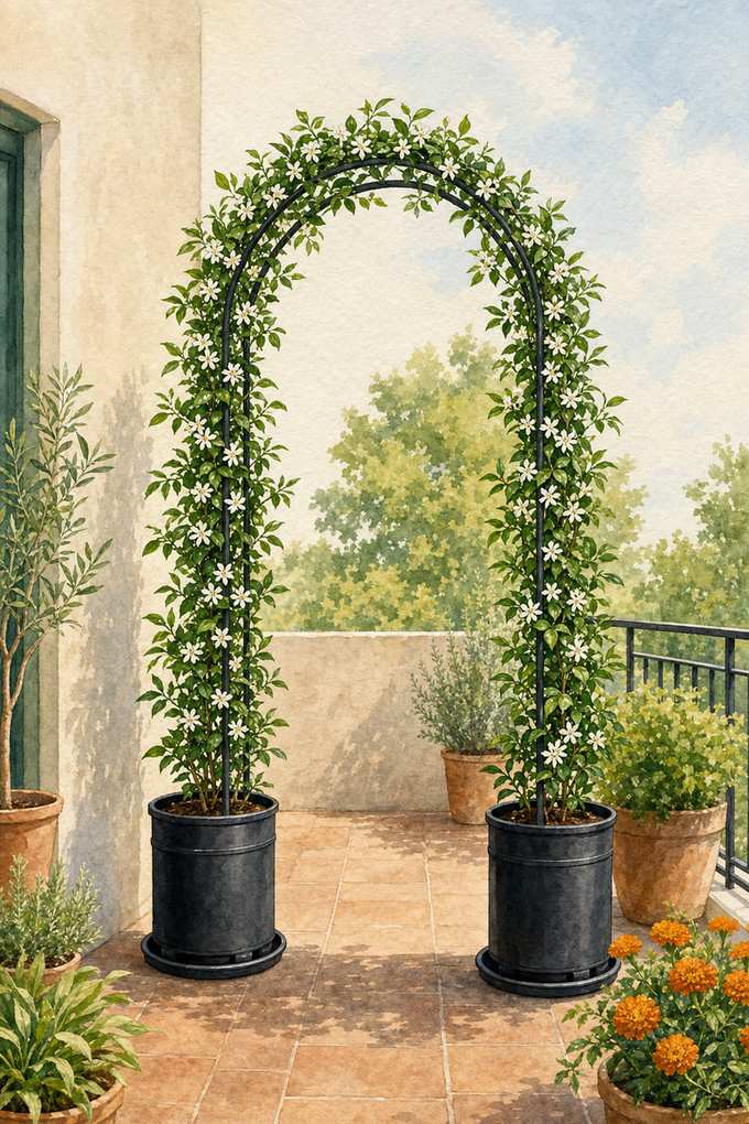 5. Span Two Heavy Planters With a Garden Arch — AI concept illustration