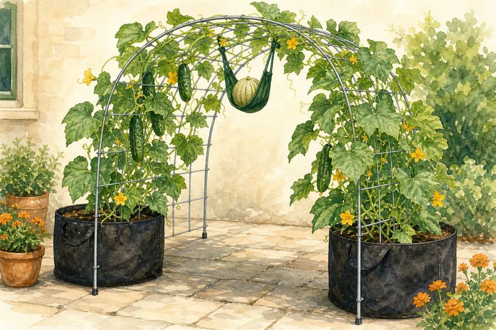 8. Make a Cattle-Panel Tunnel Over Two Grow Bags — AI concept illustration